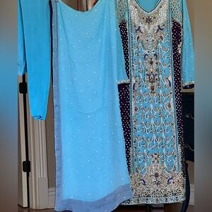Bridal/wedding wearing/Rhinestone,Resham thread,tilla,long sleeves long dress